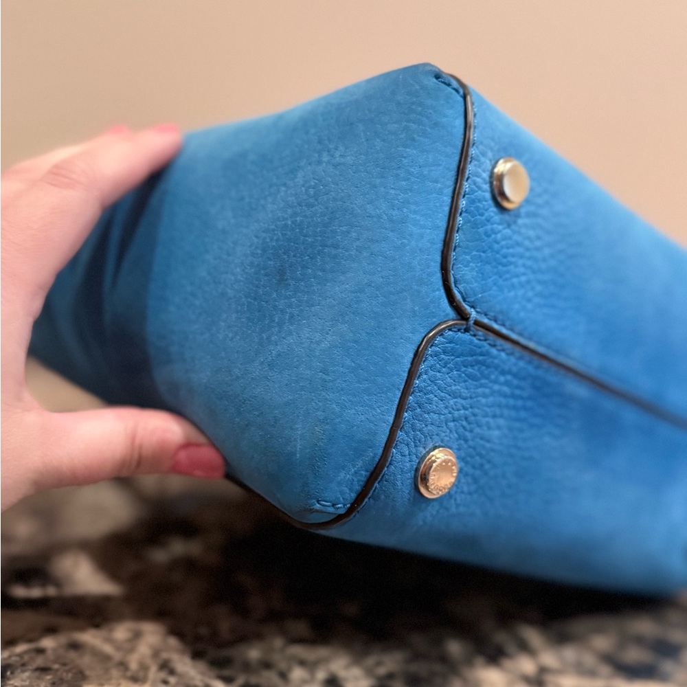 Henri Bendel Nubuck Teal Satchel - Luxe Edition 💎RARE💎 - Picture 8 of 13